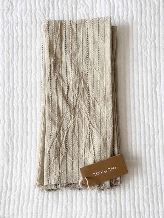 Coyuchi Other - 💛 NEW Coyuchi Fringe Stripe Organic Hand Towels Set of 2 20x30 Neutrals